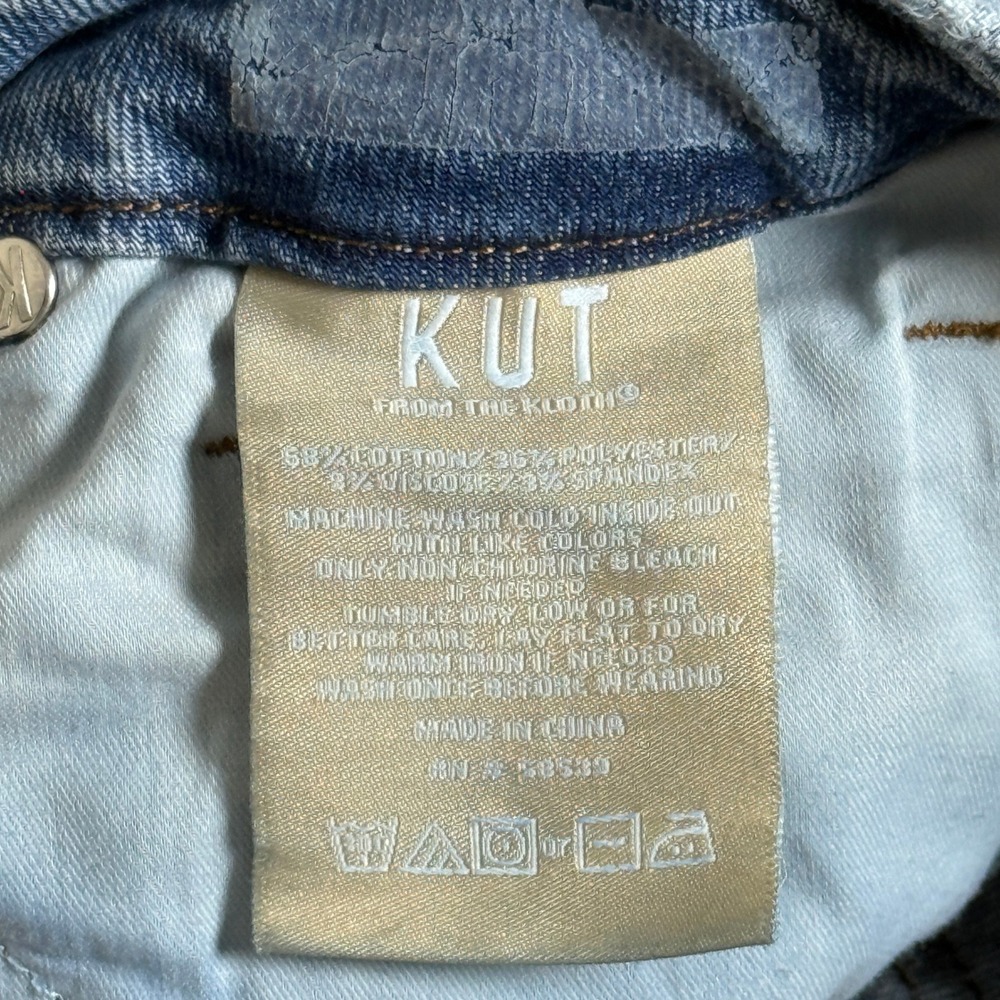 Kut from the Kloth Wide Leg Raw Hem Jeans Medium Wash KG1831MA3 Size 4 - Picture 5 of 11